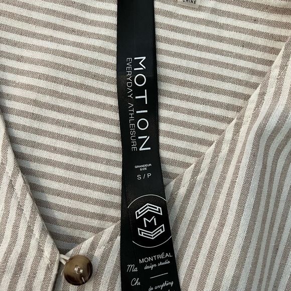 Beige and white striped short romper. - Picture 3 of 4